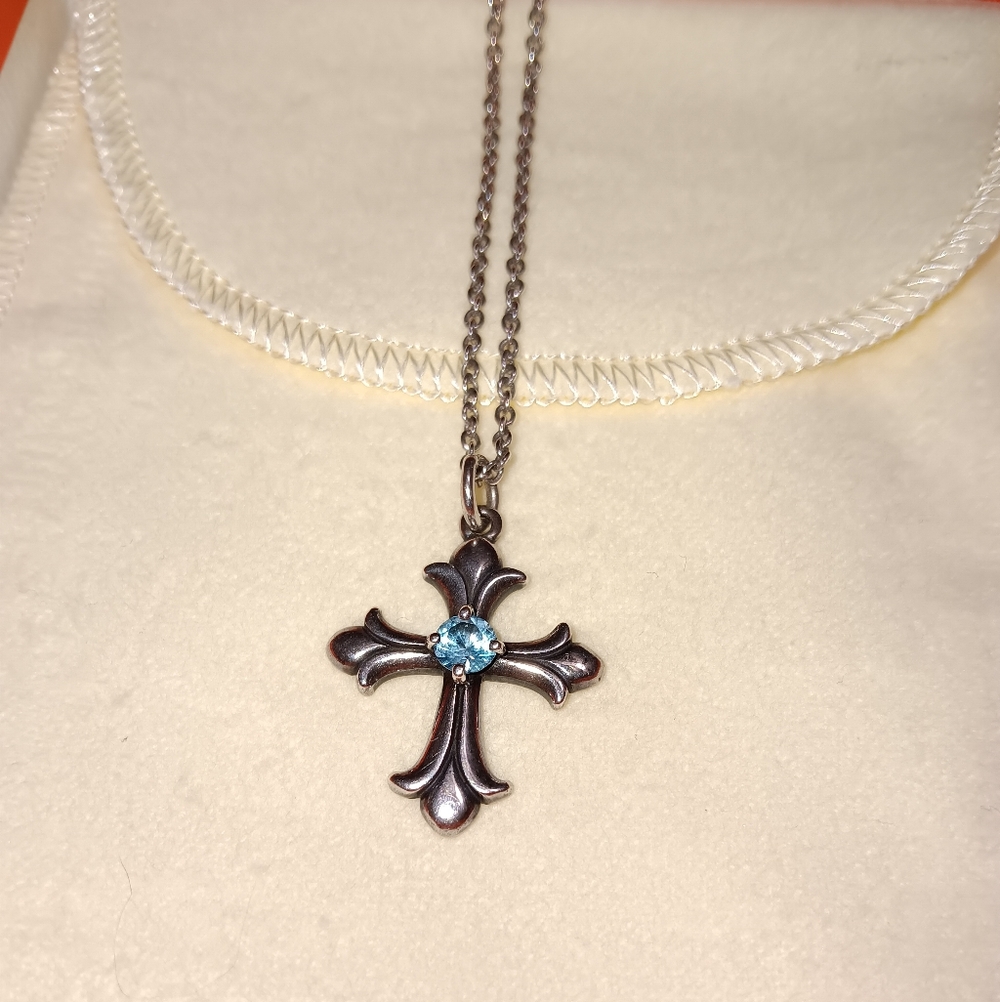 James Avery -Retired Blue Topaz Cross